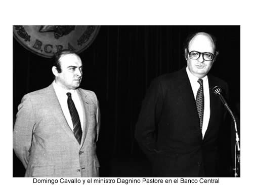 Domingo Cavallo con el ministro Dagnino Pastore en el Banco Central